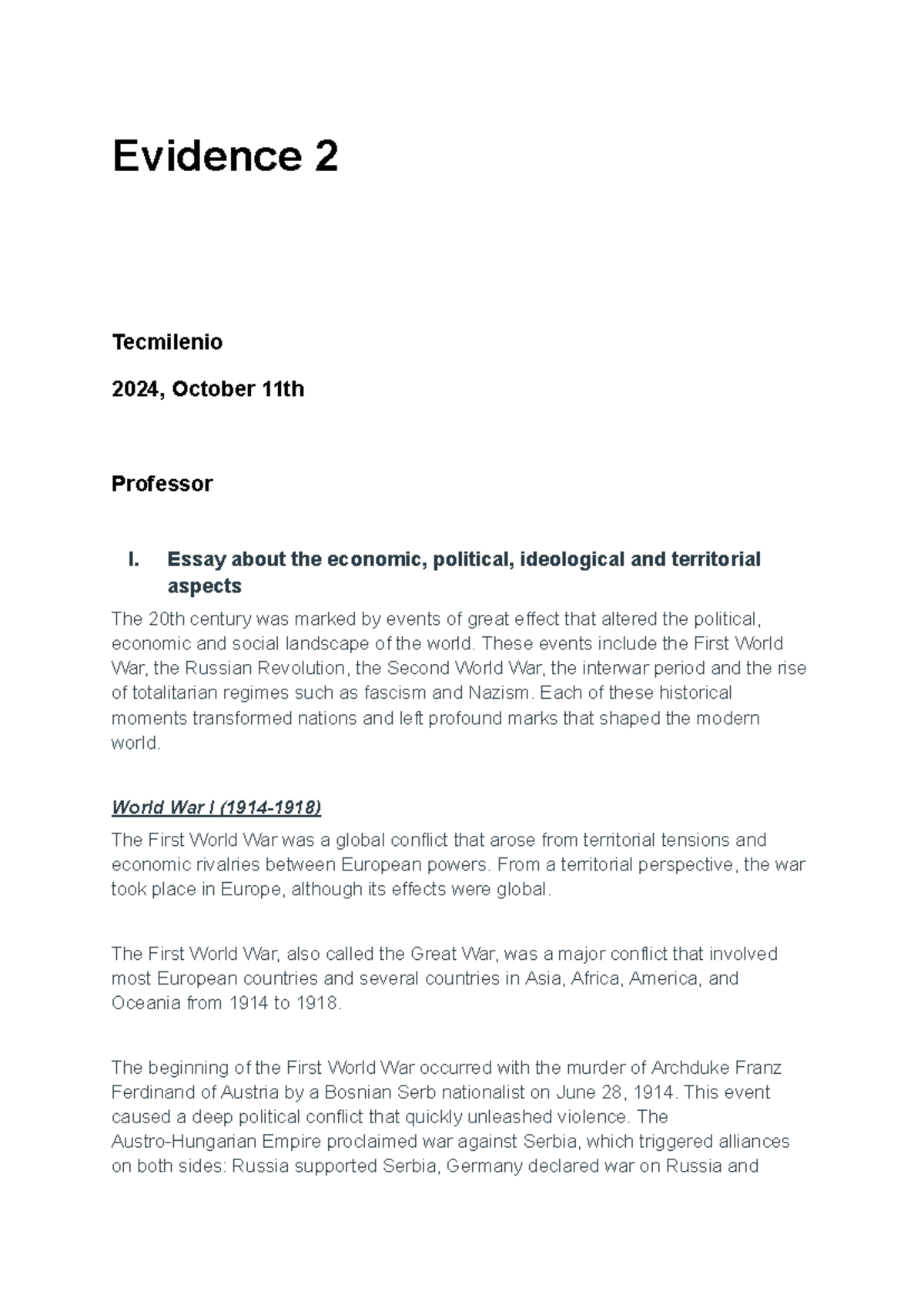 Evidence 2 - Evidencia 100 - Evidence 2 Tecmilenio 2024, October 11th ...