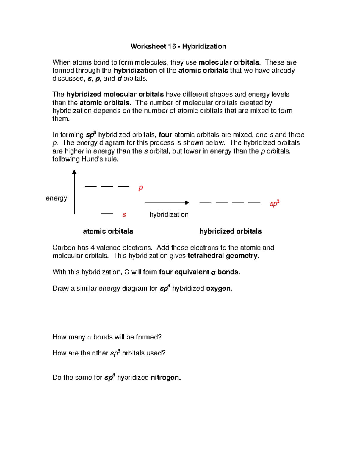 Chapter 4 - Hybridization Worksheet and Concepts Explained - Studocu