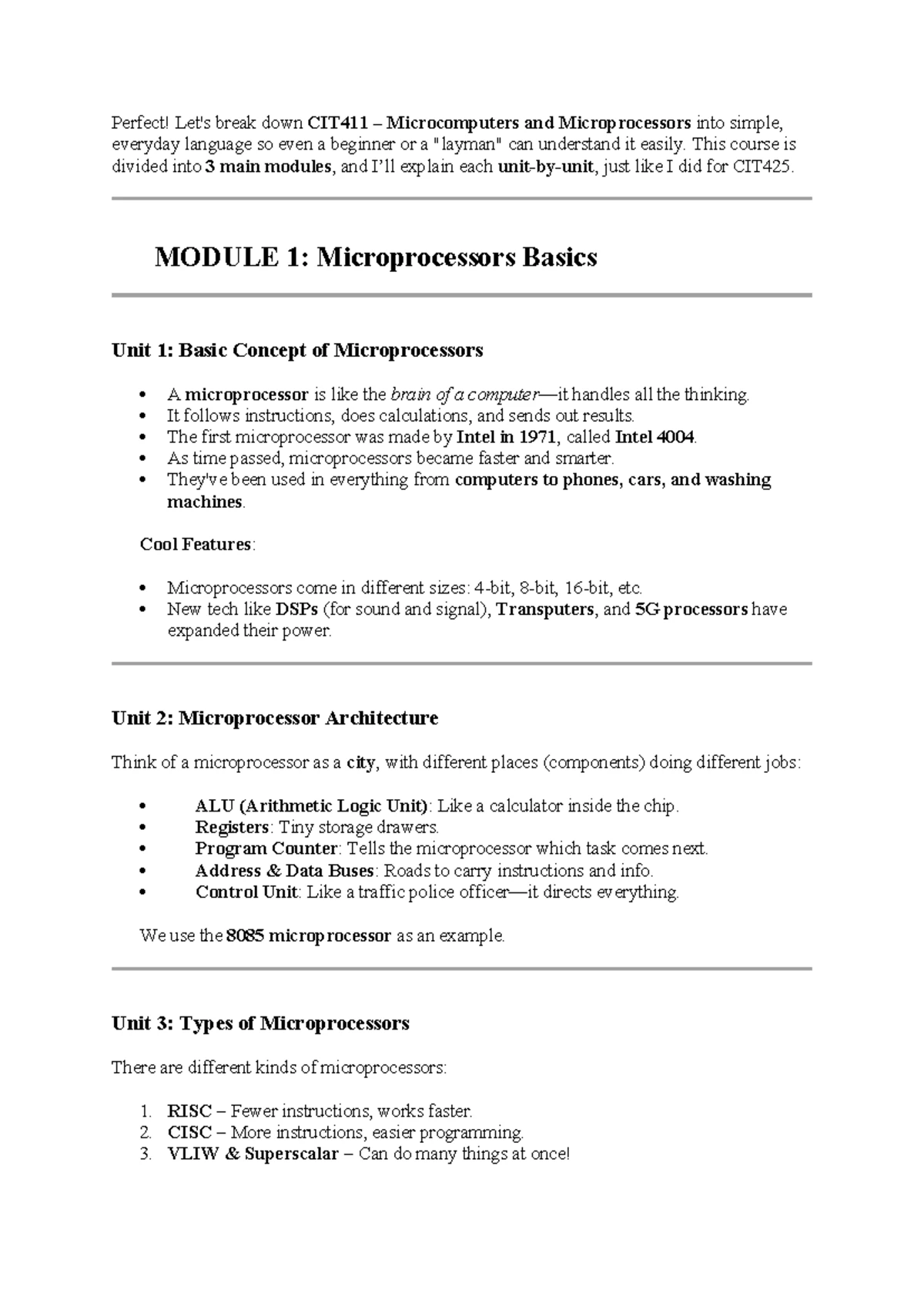 CIT411 Microcomputers & Microprocessors: Complete Course & Quiz Guide ...