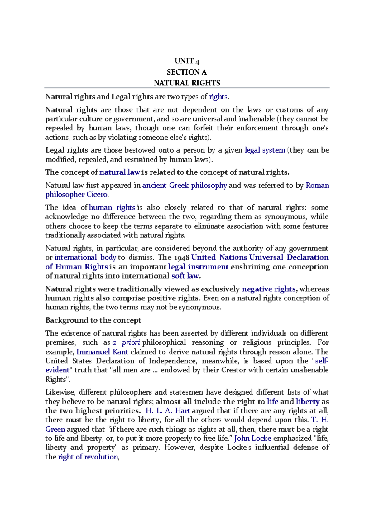 Natural Rights vs. Legal Rights Study (PHIL 101) - Studocu