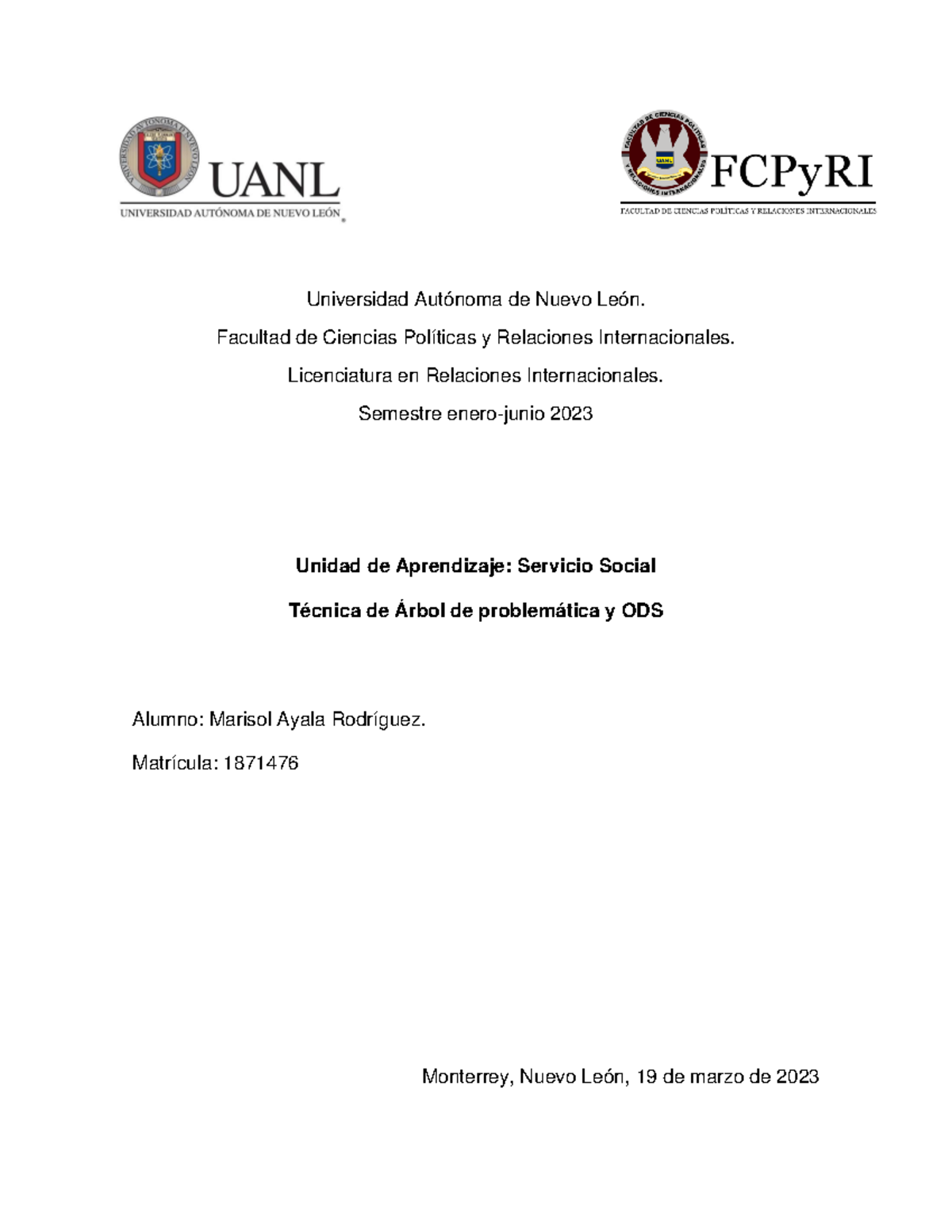 Actividad del arbol - Universidad Autónoma de Nuevo León. Facultad de ...