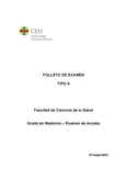 Examen de Acceso a Medicina - Tipo A - Facultad de Ciencias de la Salud