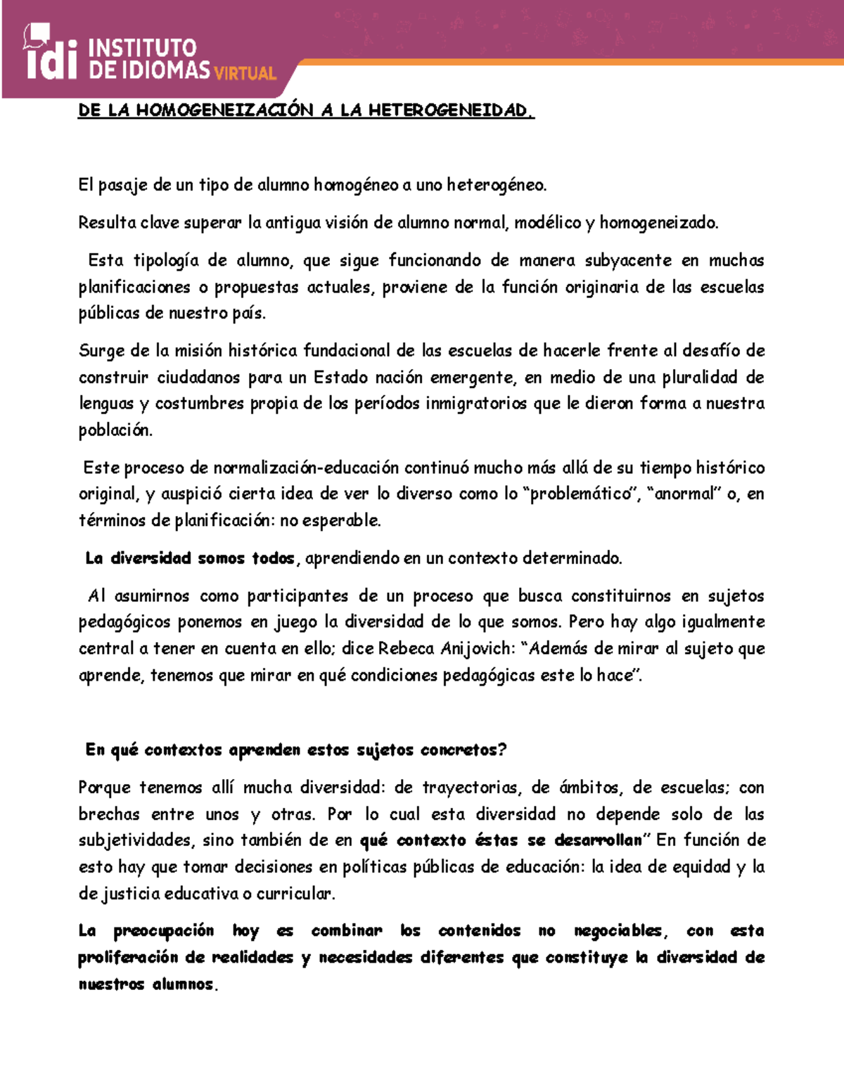 De la Homogeneidad a la Diversidad: Estrategias Pedagógicas en Clase ...