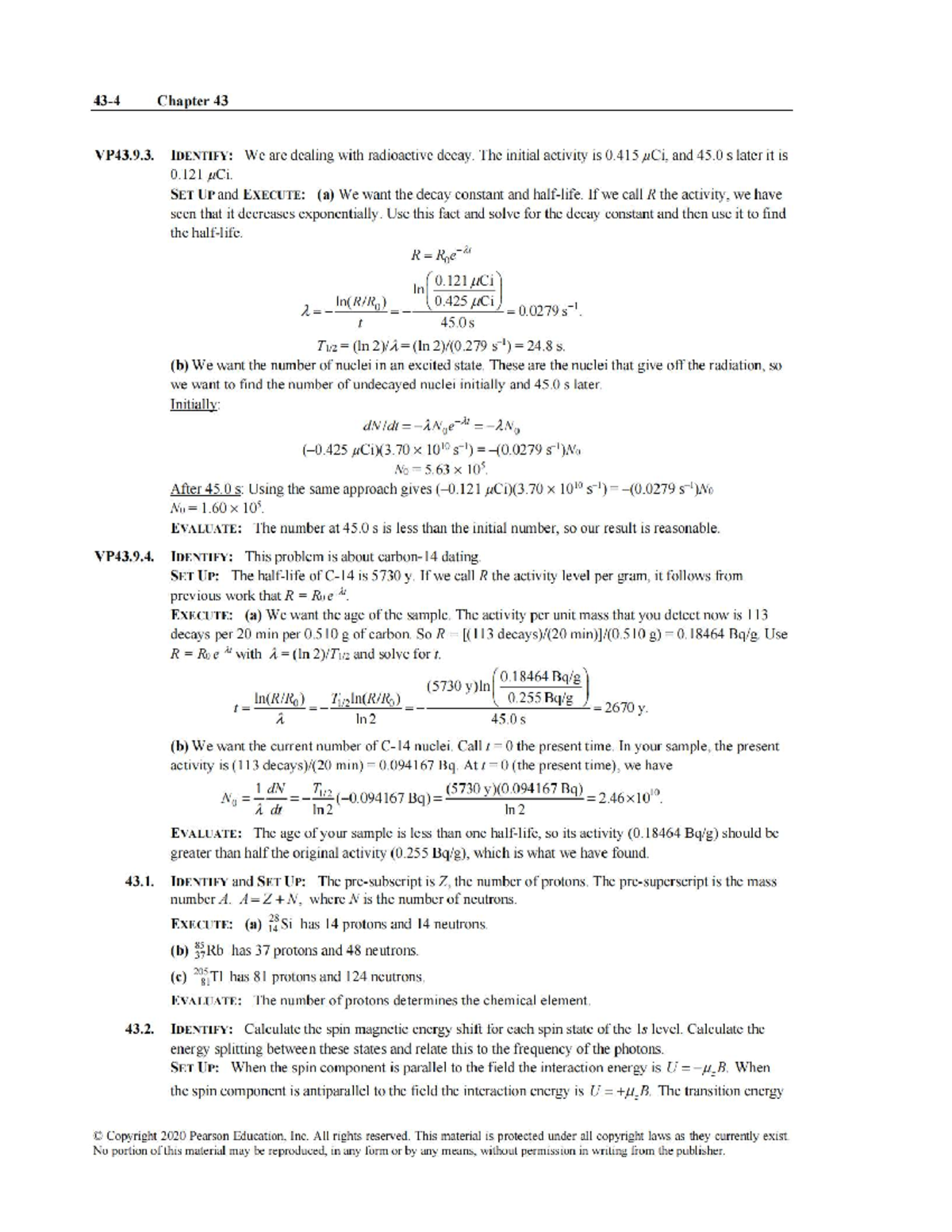 Chapter 43 Solutions for Radioactive Decay and Dating (VP43) - Studocu