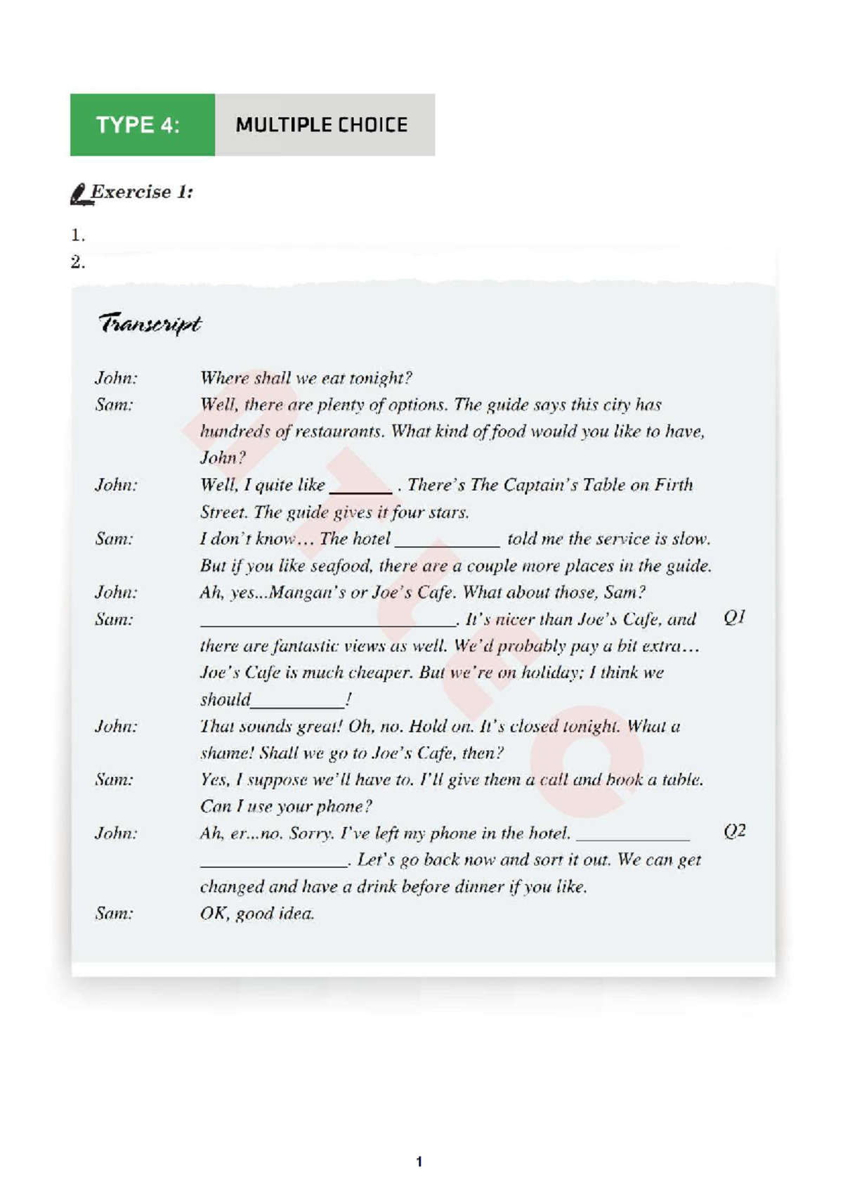 TYPE 4: MULTIPLE CHOICE - Fill in the Blanks Exercise - Studocu
