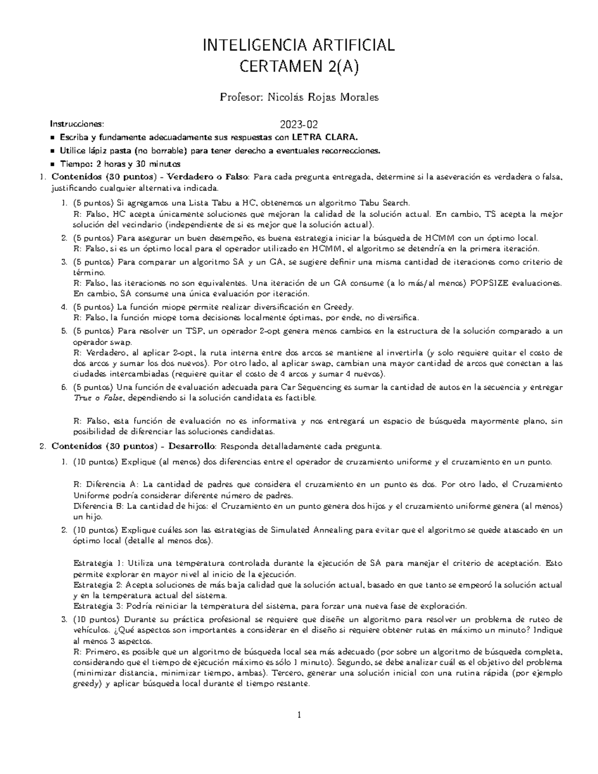 Certamen 2 Intel. Artificial INF295 - Pautas y Ejemplos 2023-2 - Document Preview
