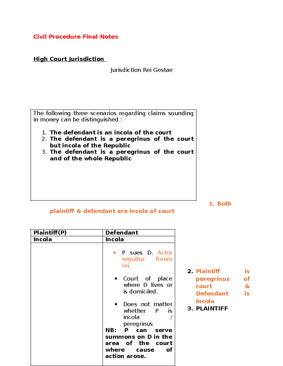 IURI376 Final Notes - High Court Jurisdiction in Civil Procedure - Studocu