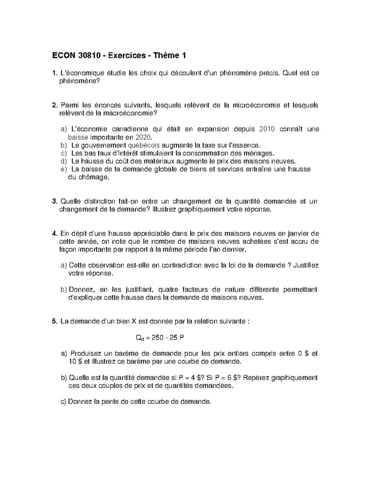 ECON 30810 Thème 1 - Exercices de Microéconomie et Macroéconomie - Studocu