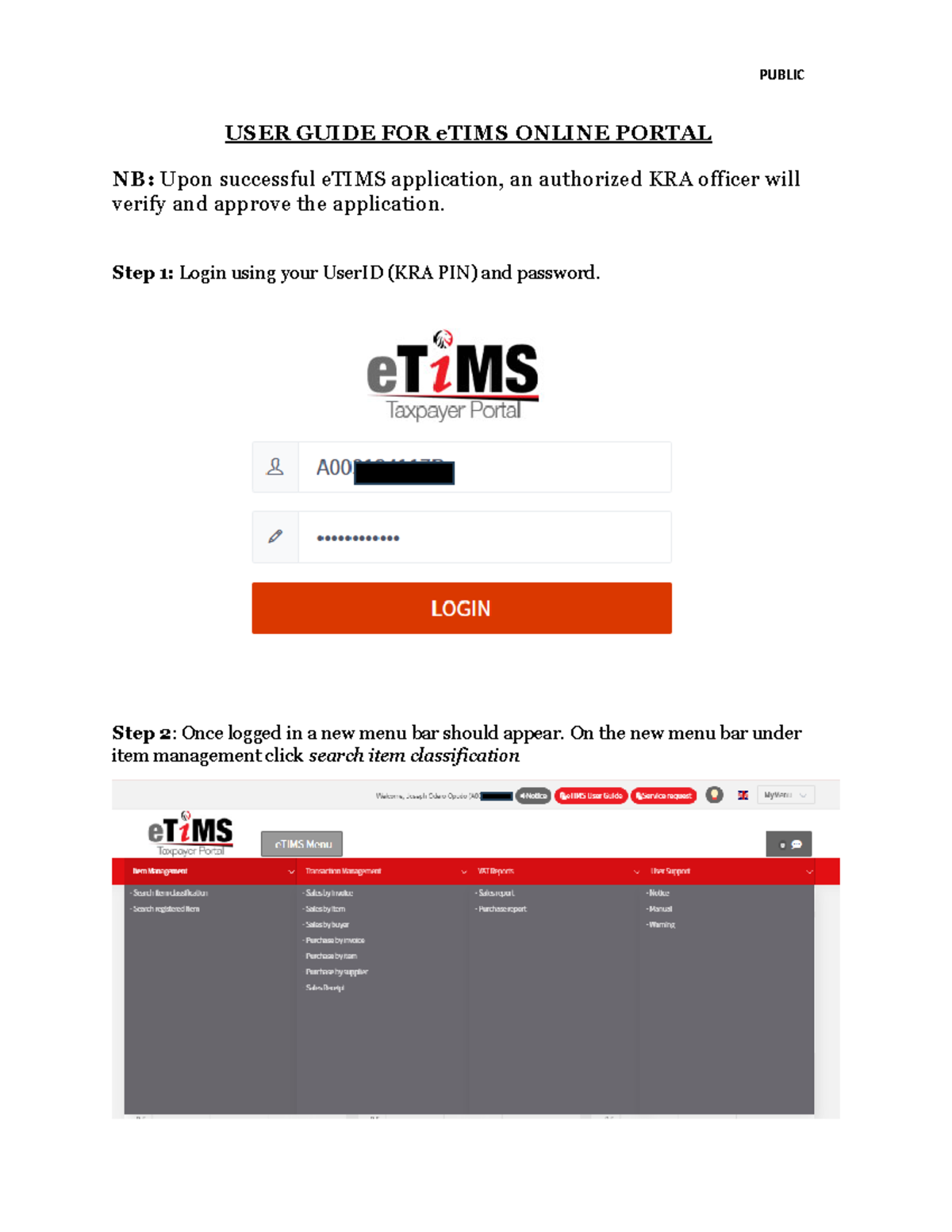 eTIMS Online Portal User Guide 2024: Step-by-Step Instructions - Studocu