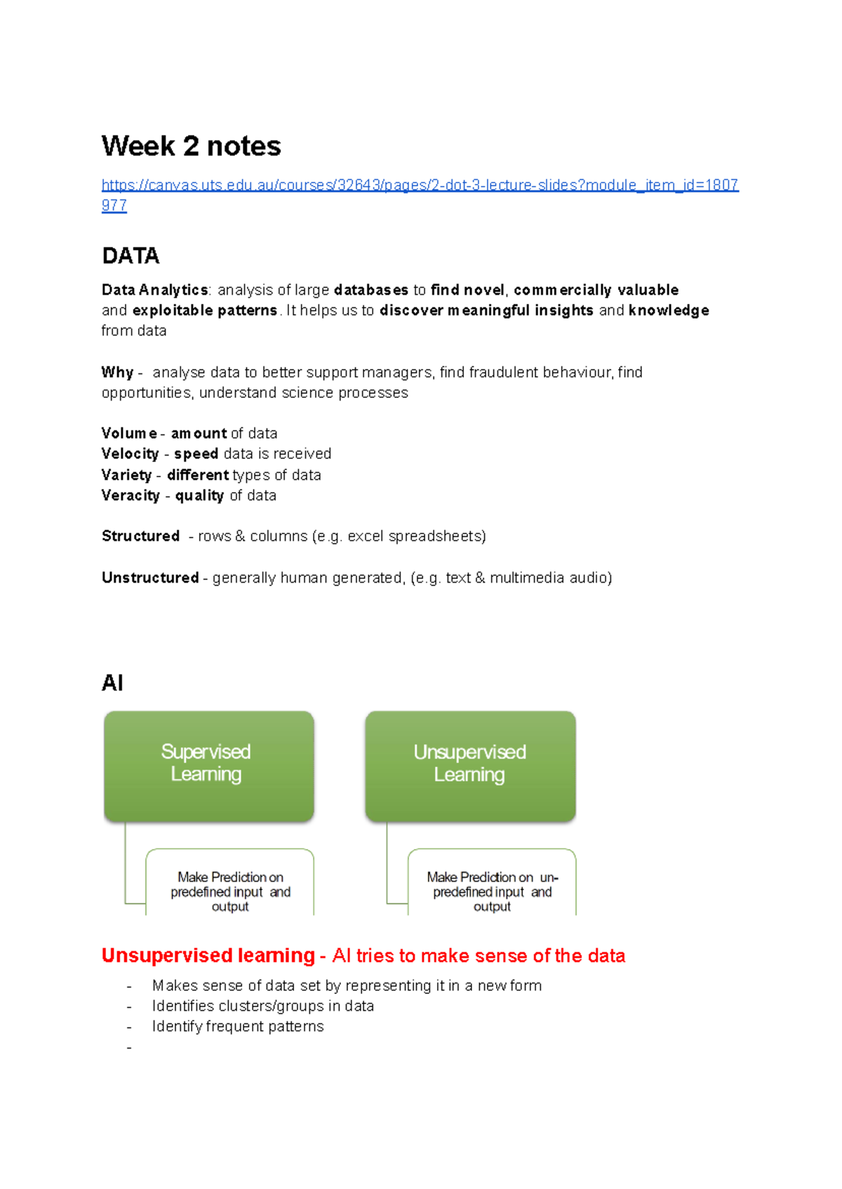Data analytics week 1-5 - Week 2 notes - Studocu