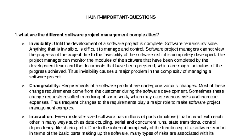 SE UNIT-II Important: Complexities and Responsibilities in Software ...