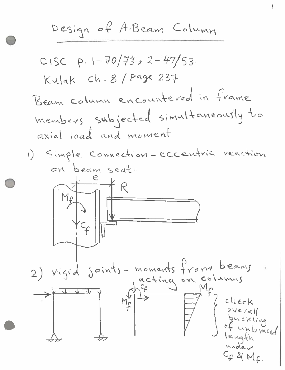 1 Beam-Columns - Part 1 (CISC) - Key Lecture Notes - Studocu