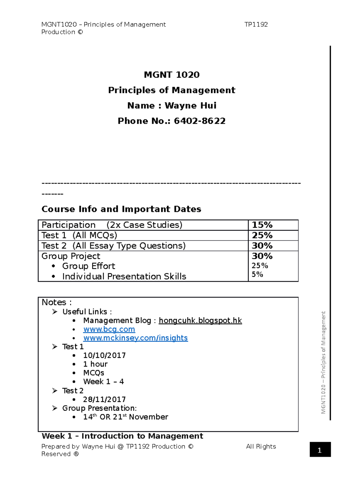 MGNT 1020 - Principles of Management Study Notes and Guides - Studocu