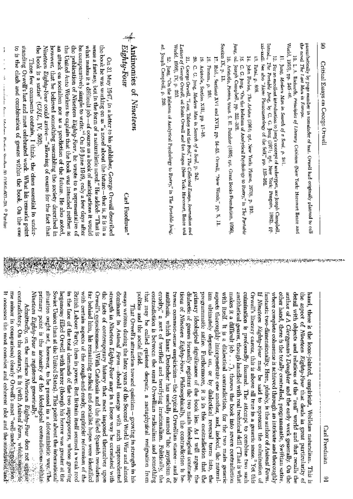 Critical Essays on George Orwell (ENG 101) - Analysis of Nineteen ...