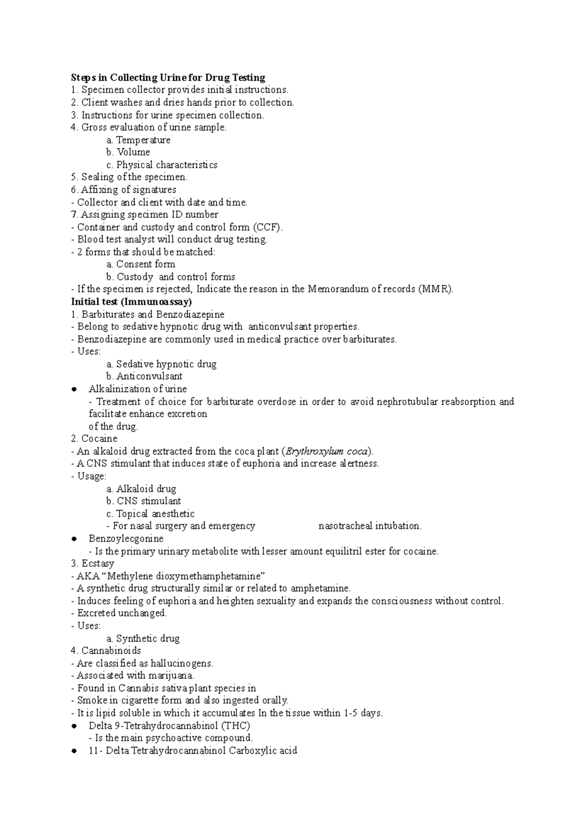 Steps in Urine Collection for Drug Testing Procedures - Studocu