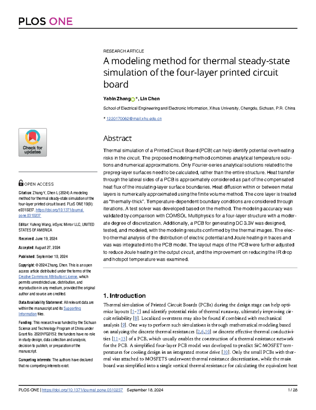 A Modeling Method for Thermal Steady-State Simulation of 4-Layer PCB ...