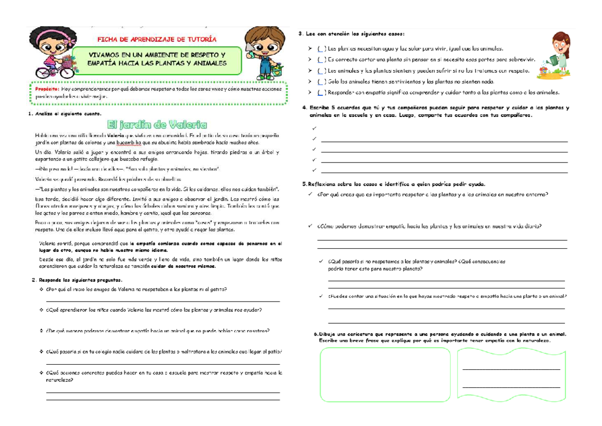 Ficha de Tutoría: Vivamos en un Ambiente de Respeto y Empatía hacia las ...
