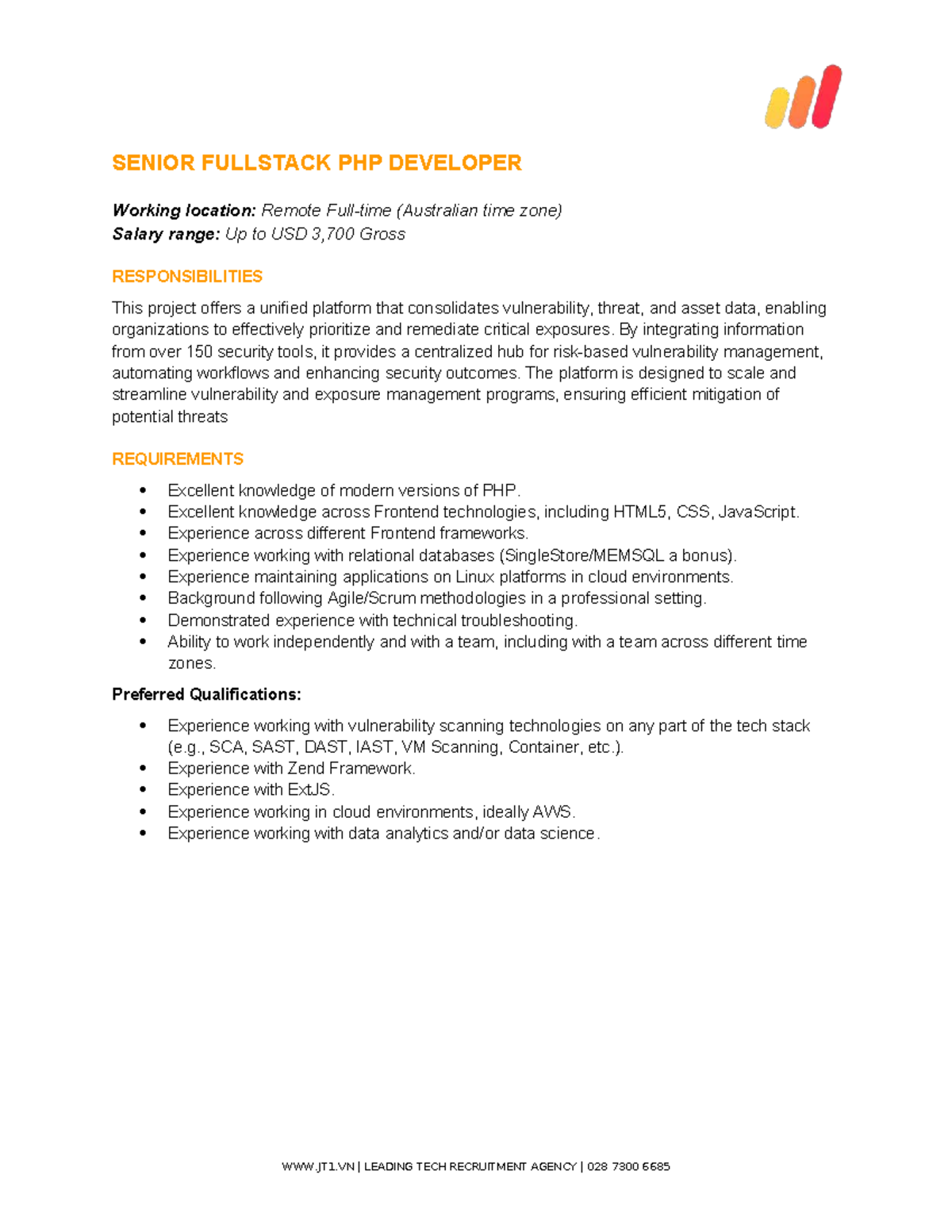 JT1 - JD - Senior Fullstack PHP Developer - SENIOR FULLSTACK PHP ...