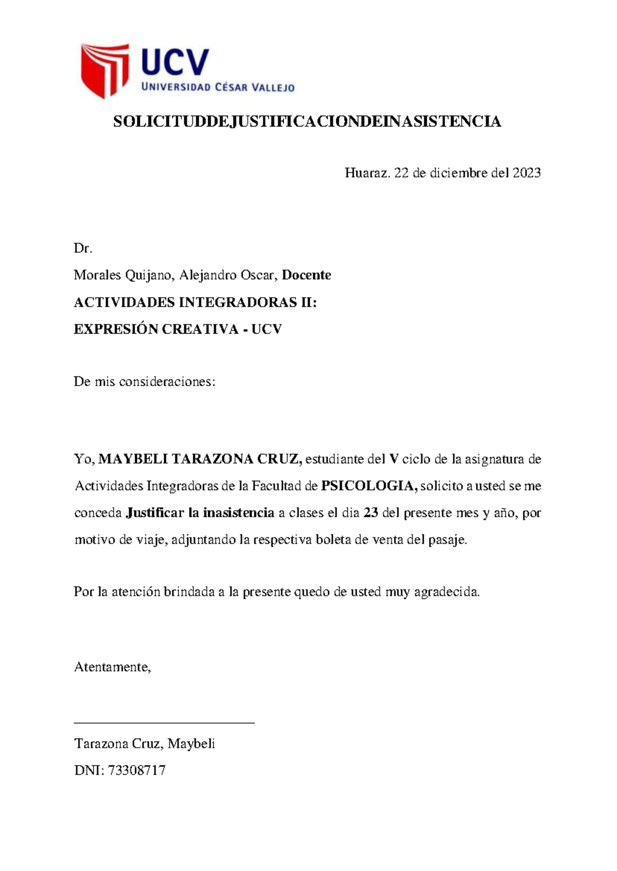Solicitud DE Justificacion DE Inasistencia Actividades - Document Preview