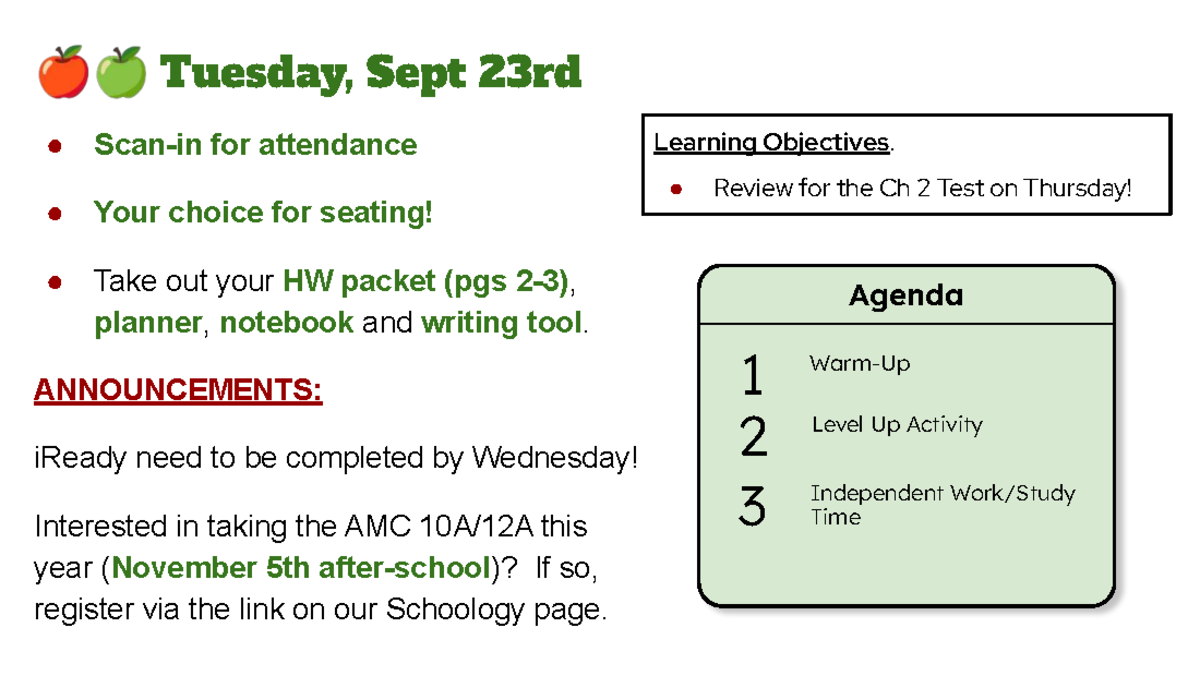 Chapter 2 Test Review & Homework Assignments - Math 101 - Studocu