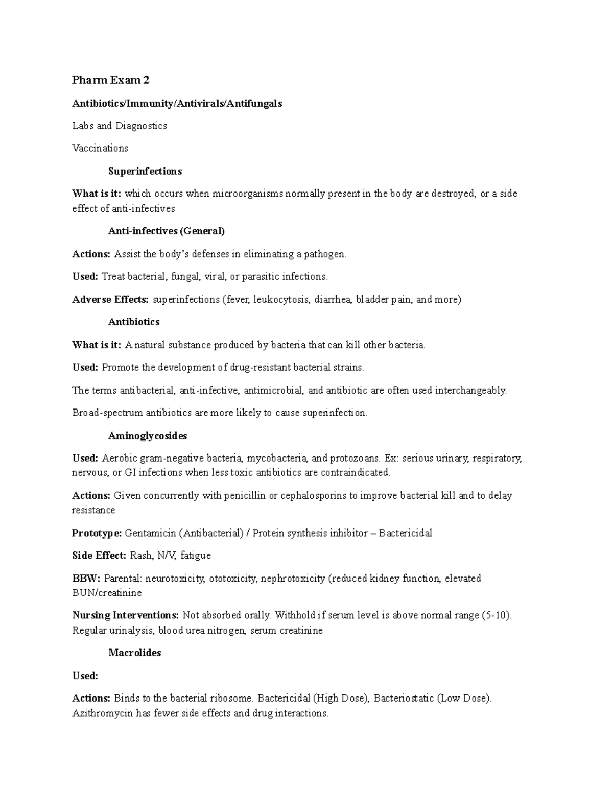 Pharm 2 Exam Study Guide: Labs, Diagnostics & Medications - Studocu