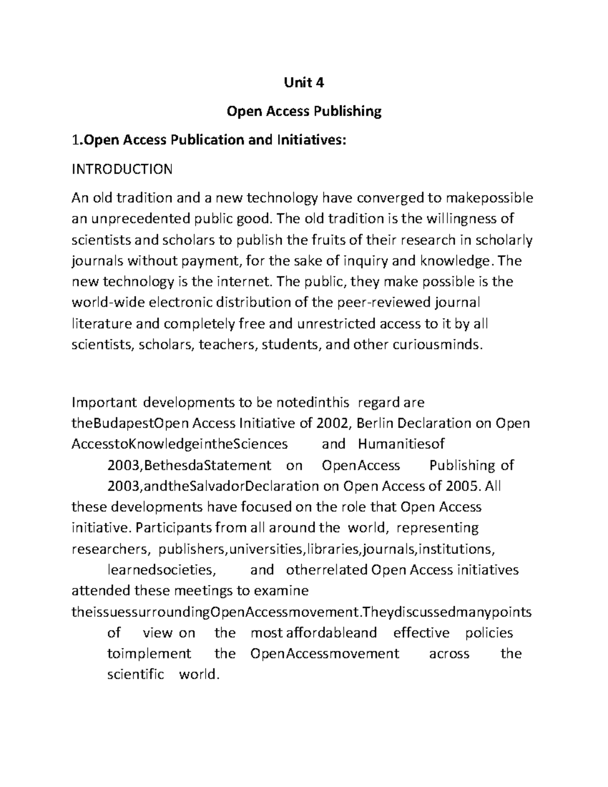 Unit 4: Open Access Publishing - Key Concepts and Initiatives - Studocu