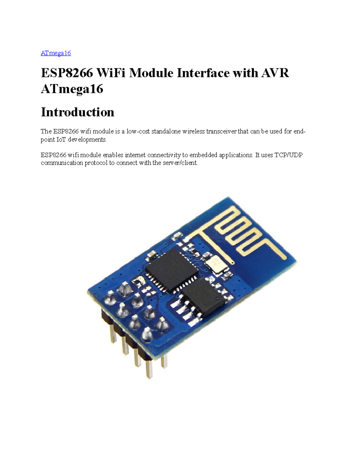 ATmega16 & ESP8266 Wi-Fi Module Interface for IoT TCP Client - Studocu