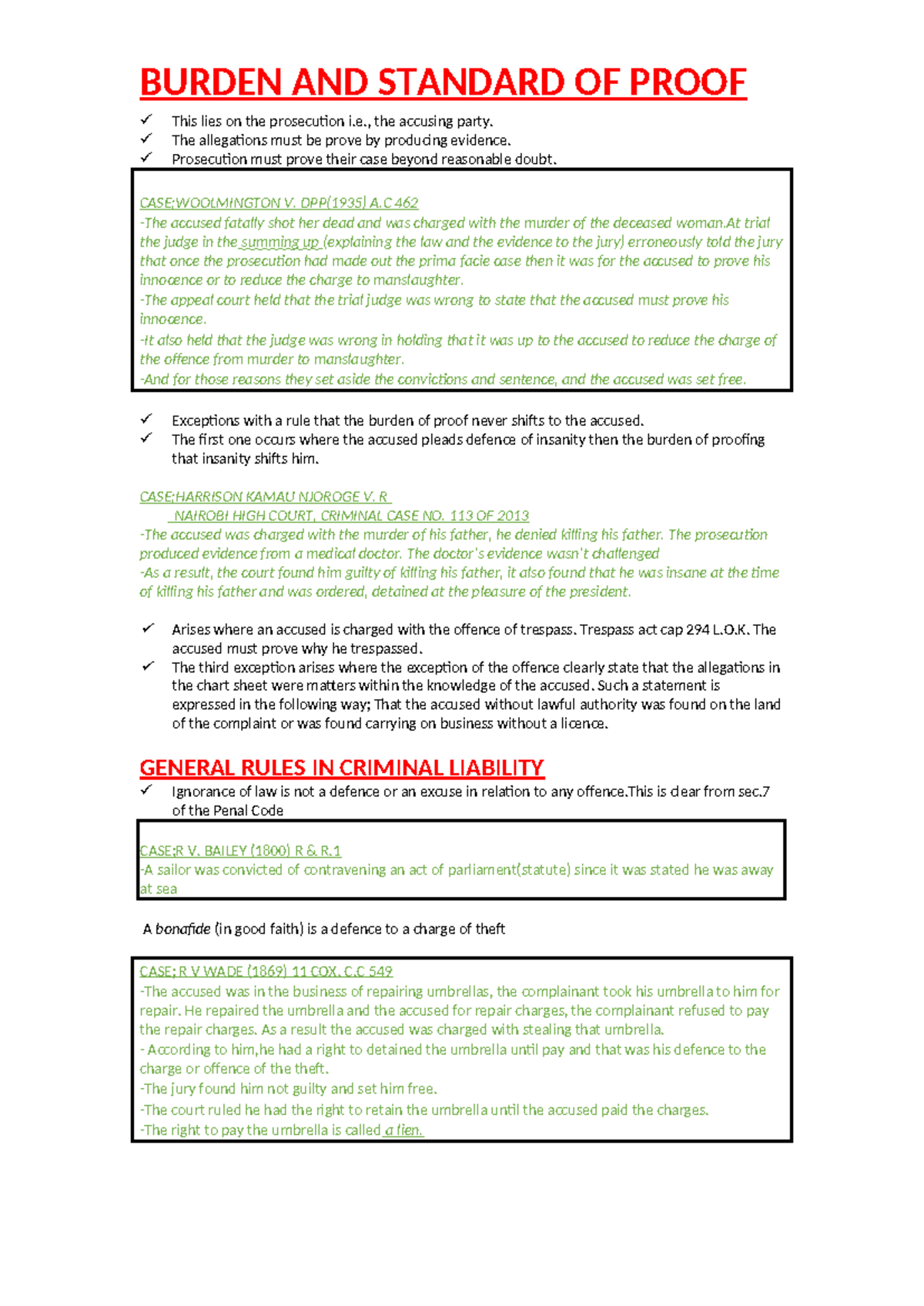 Burden and Standard of Proof in Criminal Law: Key Cases and Principles ...