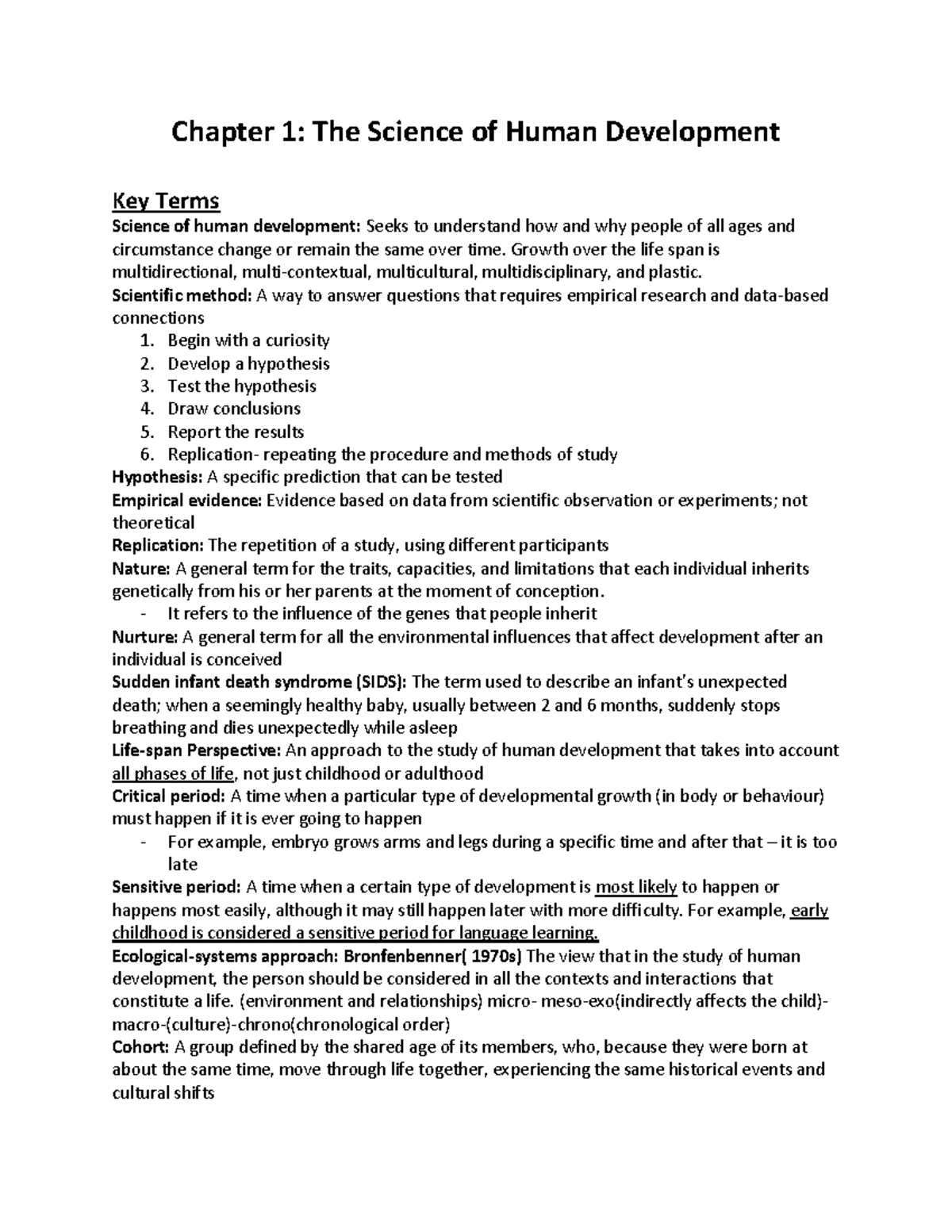 Chapter 1 Part 1 - Textbook Notes - Chapter 1: The Science of Human ...