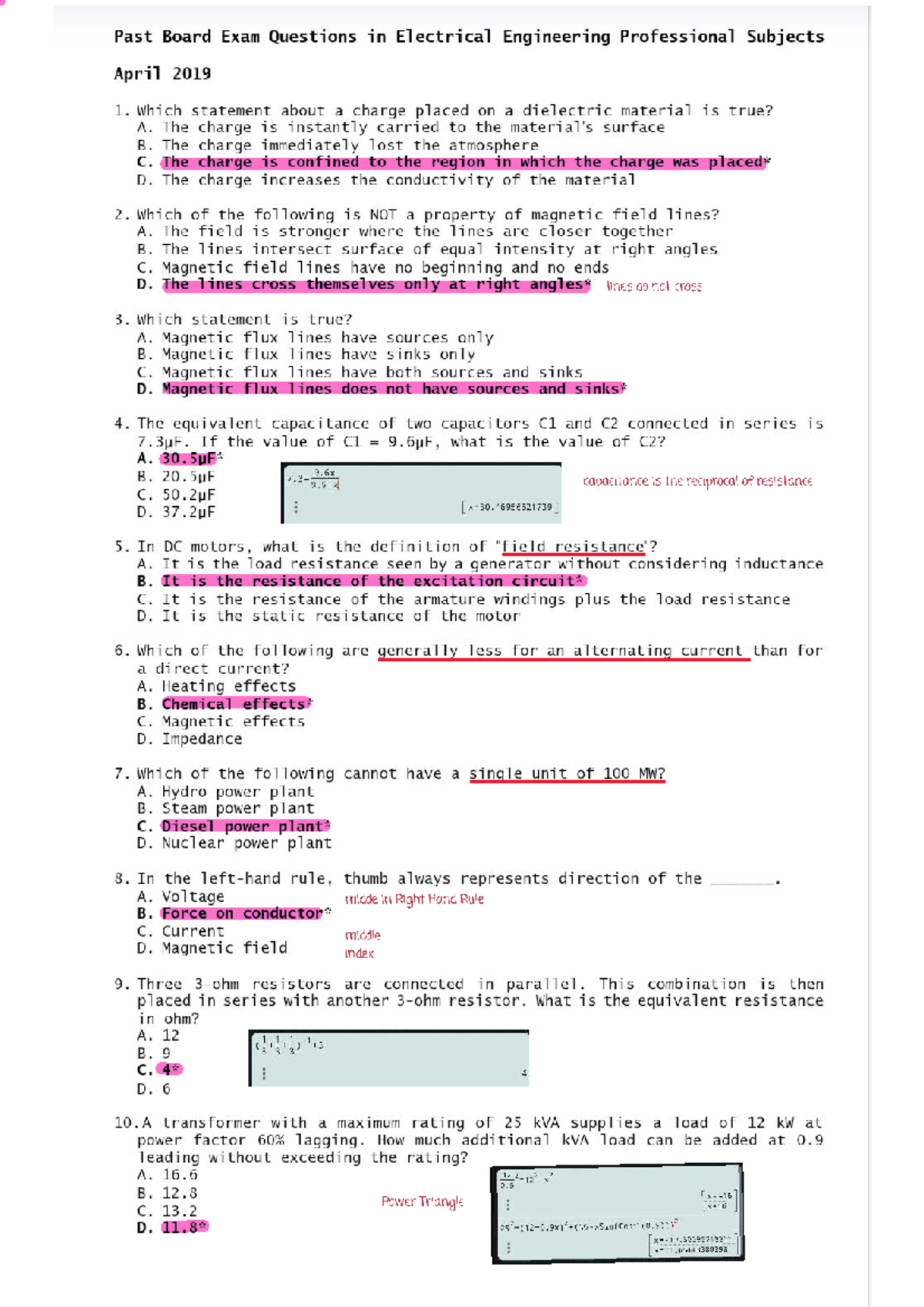 EE Past Board Exam Questions - Professional Subjects (April 2019) - Studocu