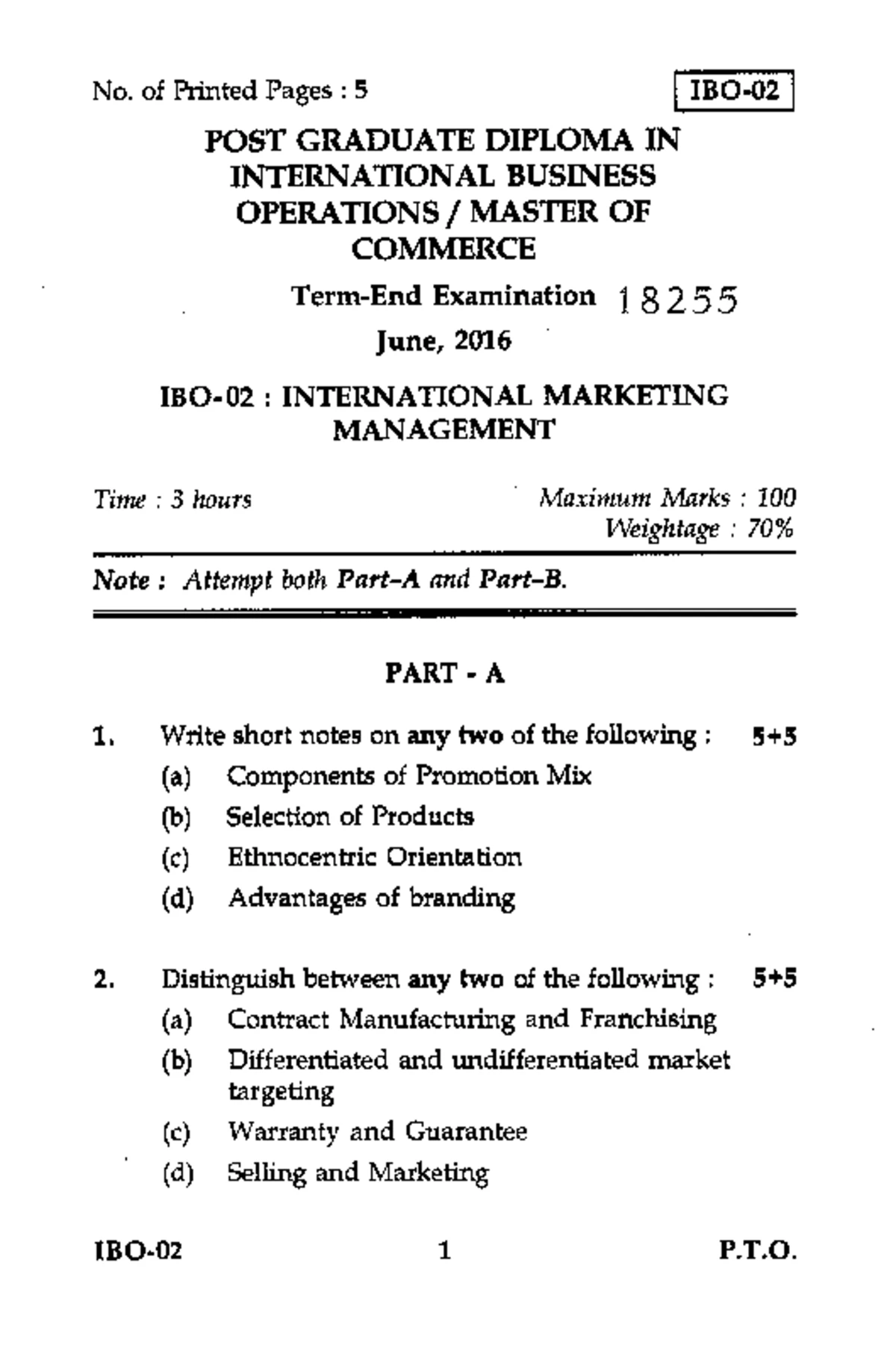 IBO-01 - Notes contain important questions and answers. - No. of ...