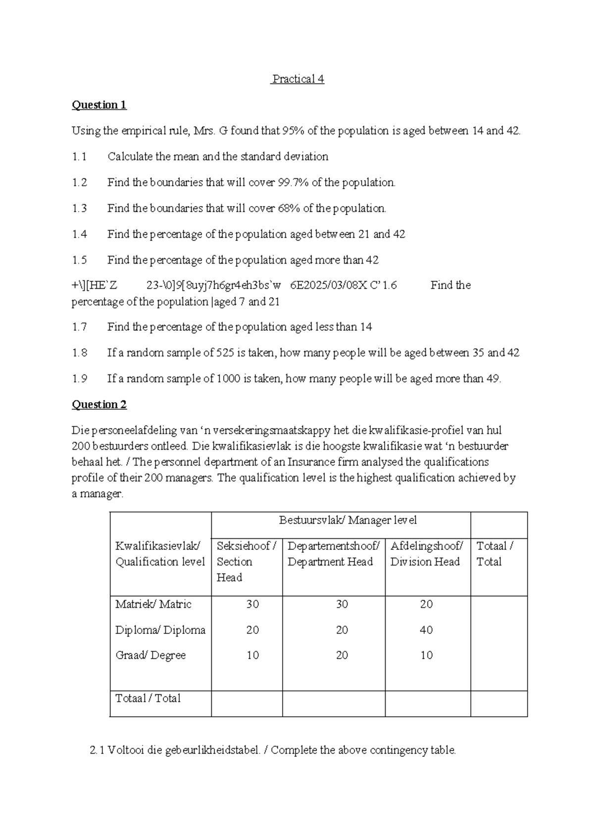 Practical 4 Statistics Questions and Calculations 2025 - Studocu