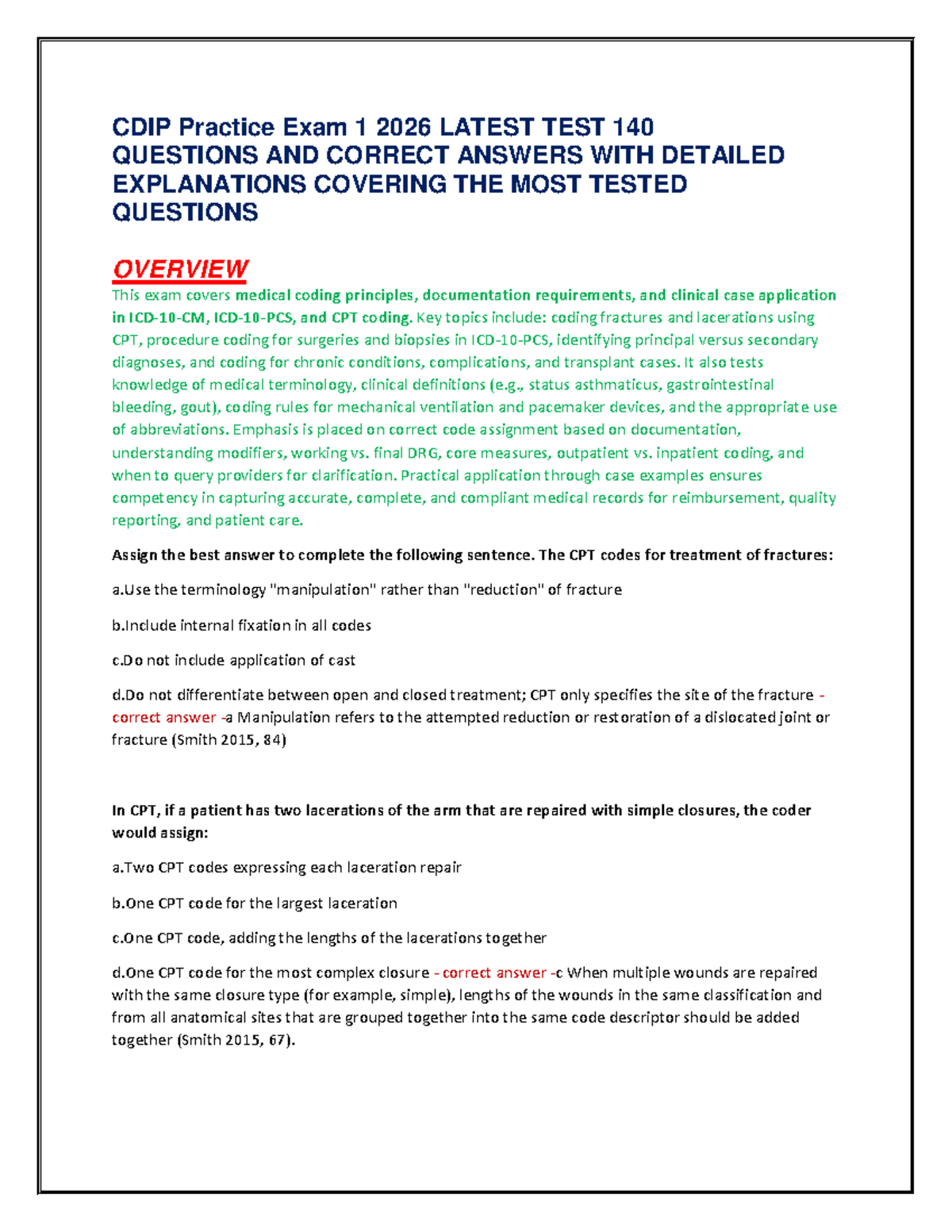 CDIP Practice Exam 1 2026: 140 Questions with Detailed Explanations ...