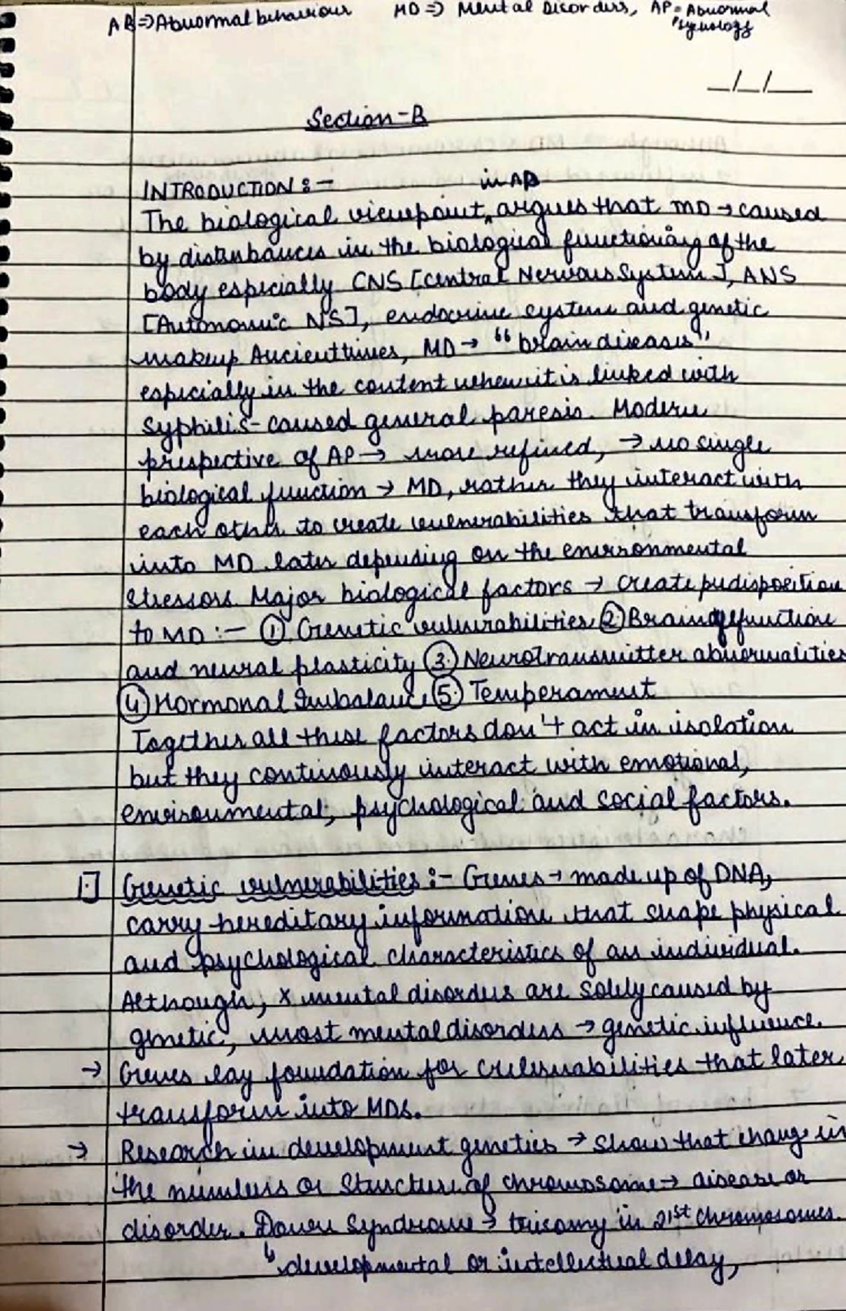 Causes of Abnormal Behavior - PSY 101 Lecture Notes - Studocu