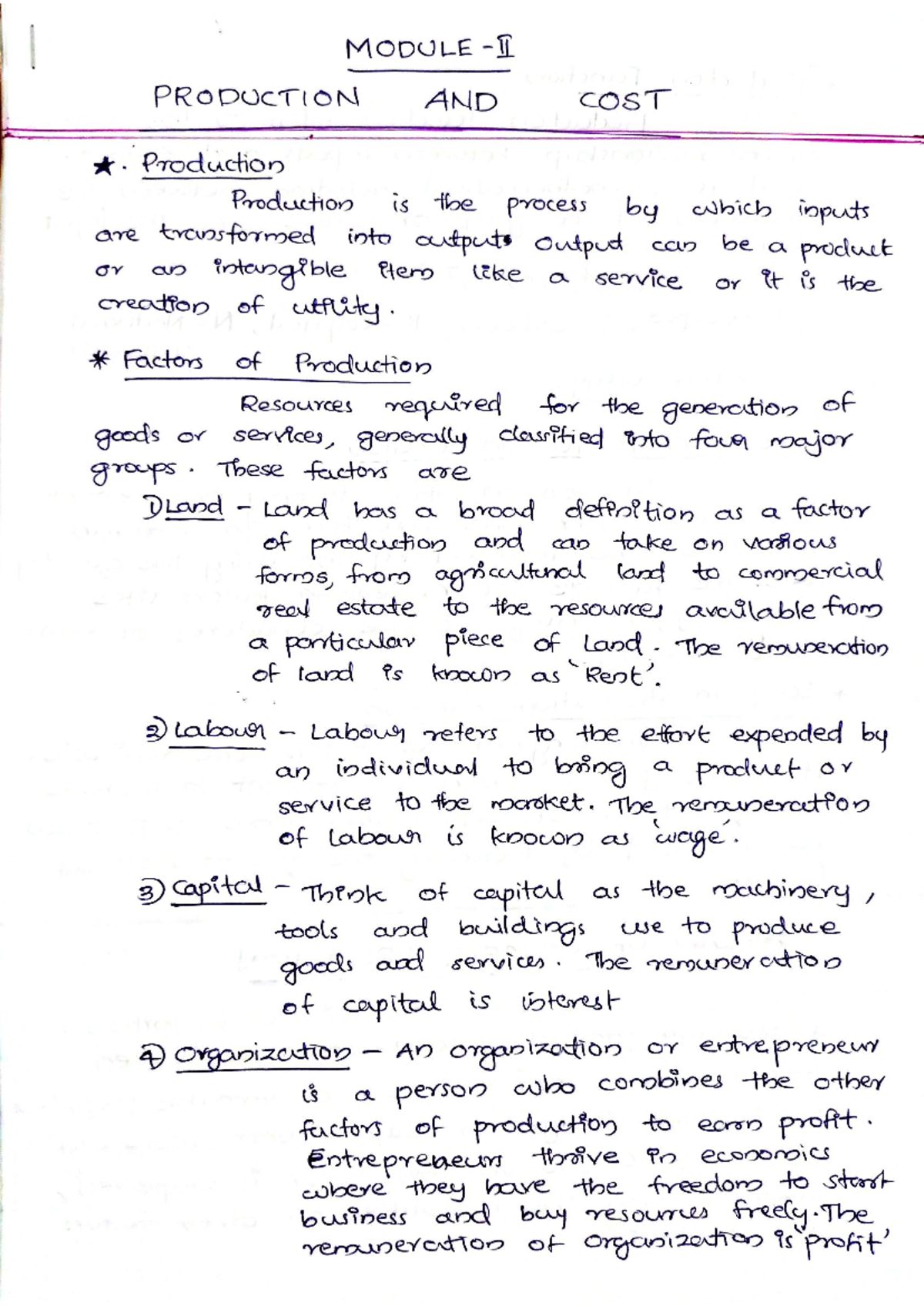 Module 2 - Production and Cost Concepts Lecture Notes - Studocu