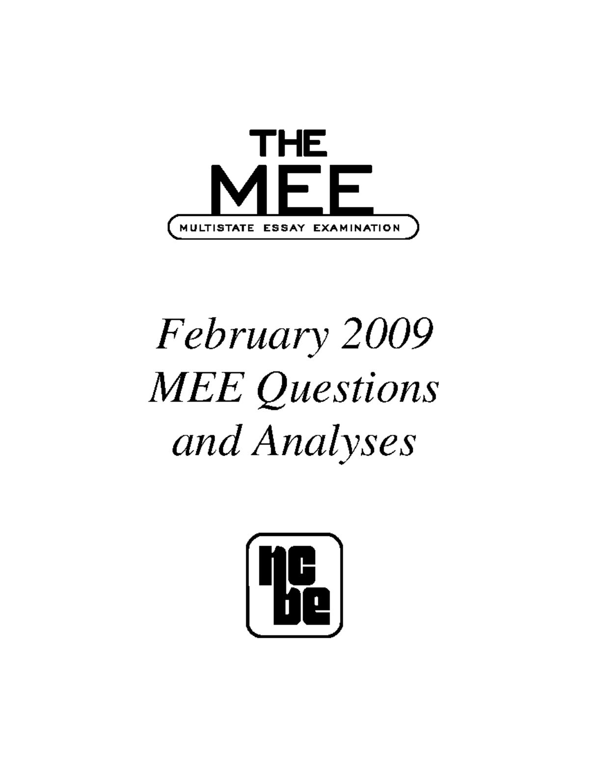 MEE 2009 - Business Org Practice Exam Questions and Analysis - Studocu