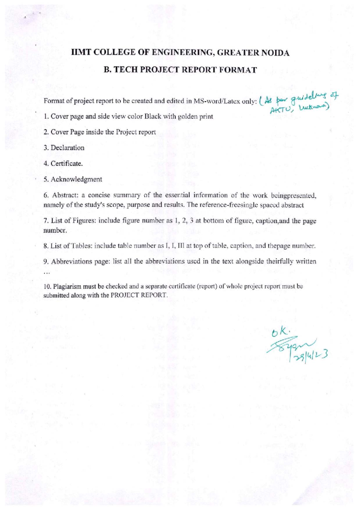 B. Tech Project Report Format - IIMT College of Engineering - Studocu