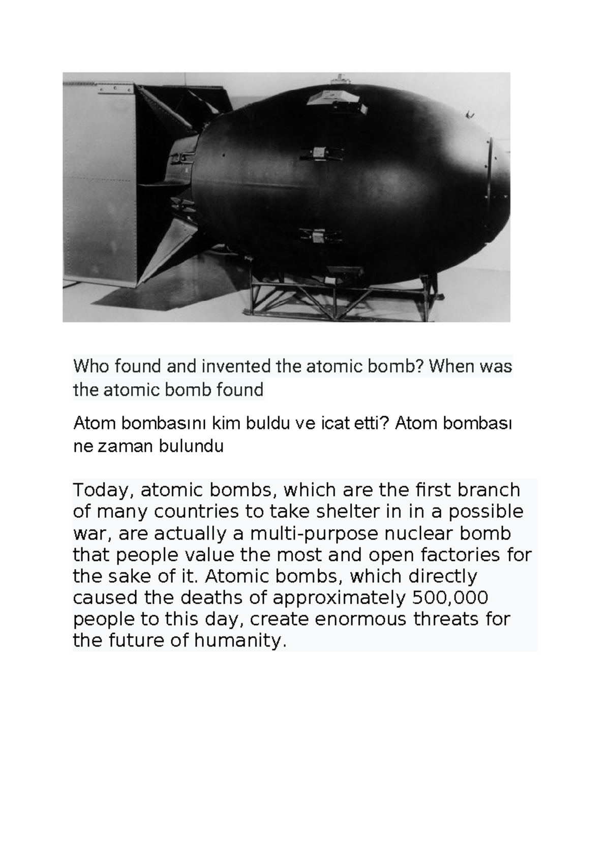 Atomic Bomb Invention: Oppenheimer & Its Impact (Belge) - Studocu