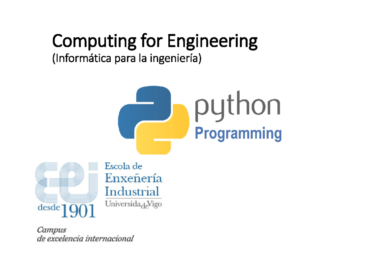 Computing for Engineering (Informática para la ingeniería) Topic 1 ...