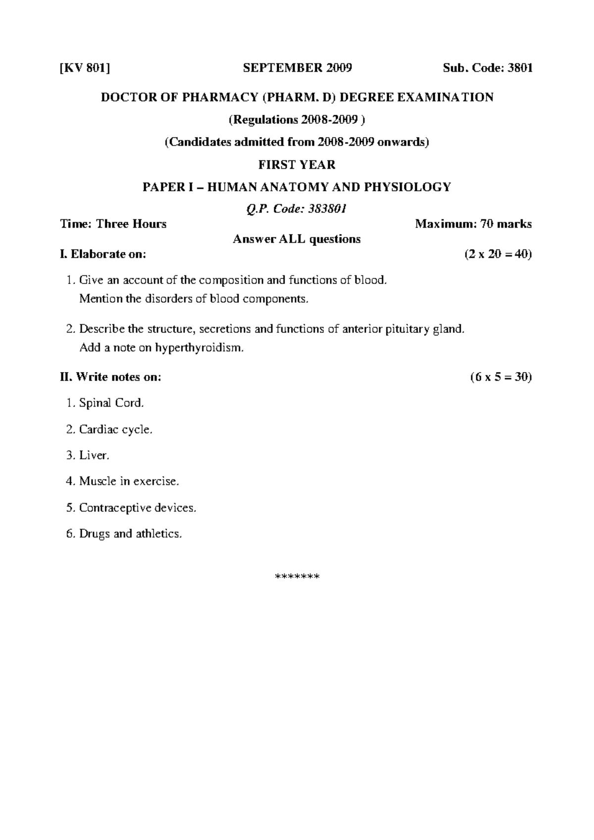 PHARM. D FIRST YEAR LECTURE NOTES ON HUMAN ANATOMY & PHYSIOLOGY - Studocu