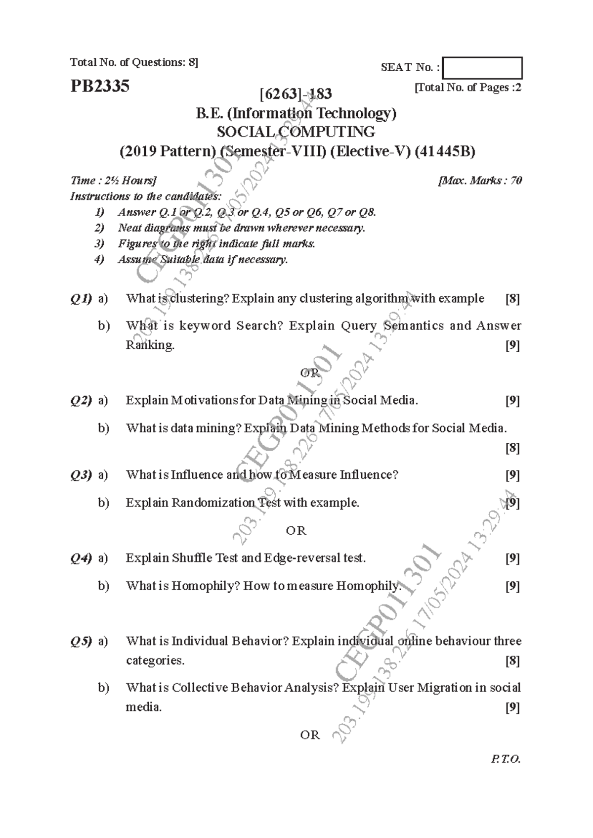 Social Computing (41445B) End Sem Exam Guide - May 2024 - Studocu