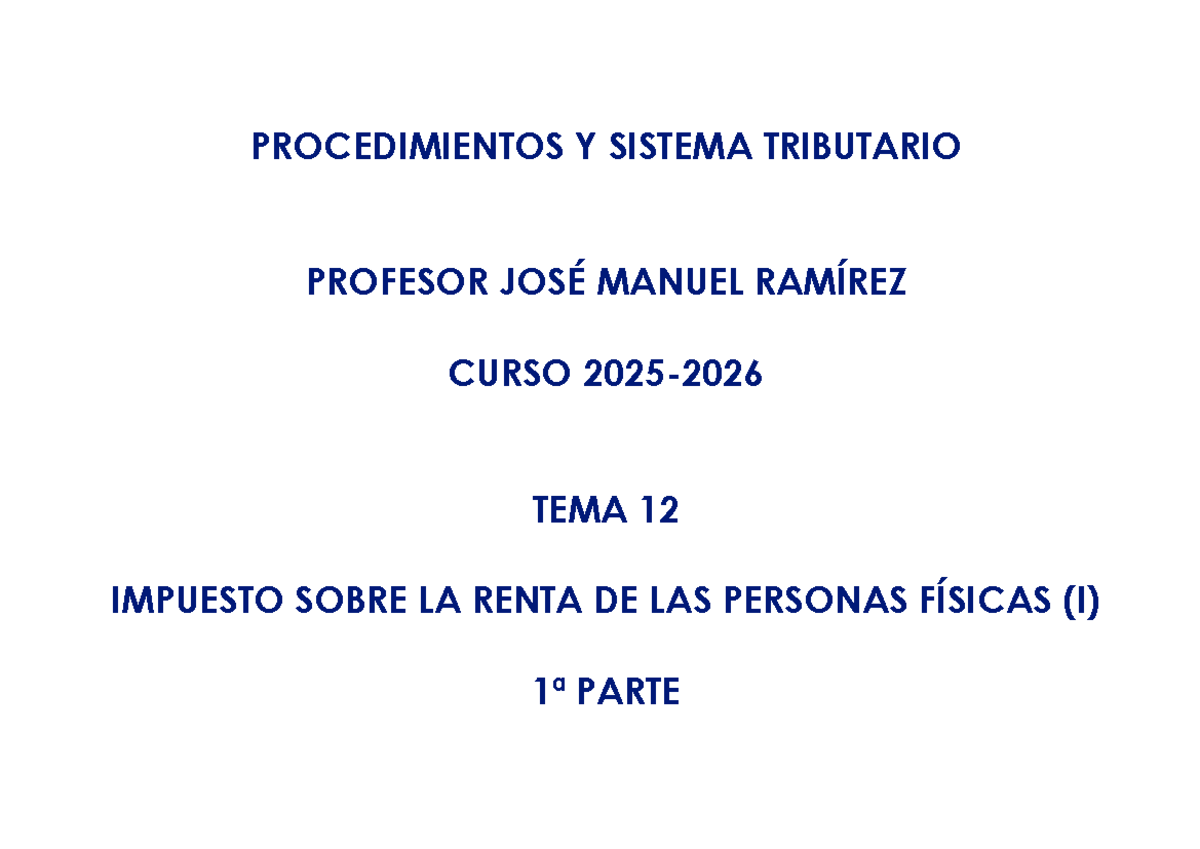 Tema 12: Impuesto sobre la Renta de las Personas Físicas (IRPF) - 1ª ...