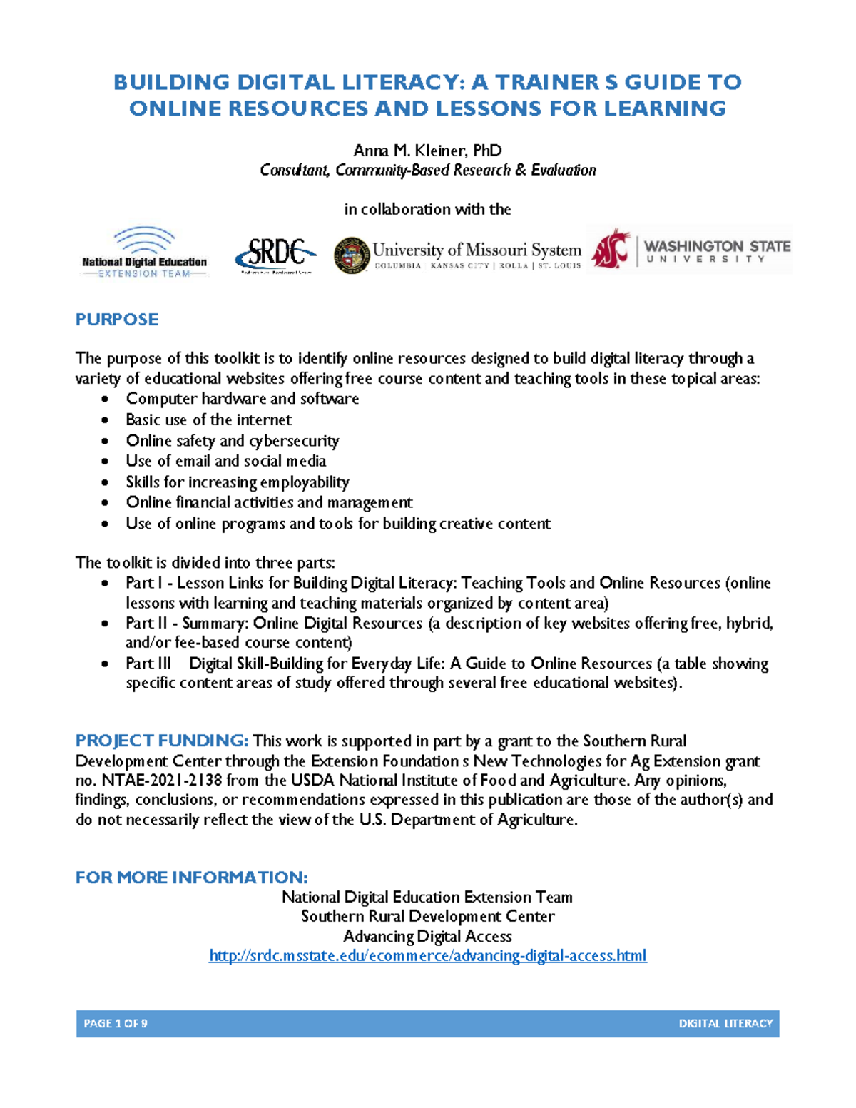 Digital Literacy Toolkit: Online Resources & Lessons for Learning - Studocu