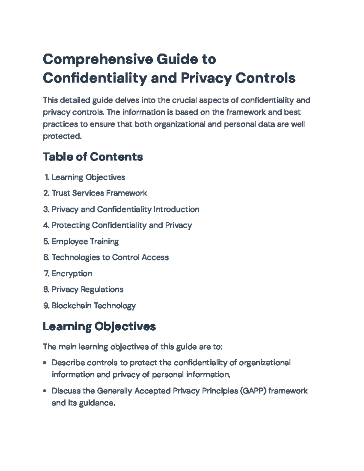 Comprehensive Guide to Confidentiality and Privacy Controls ...