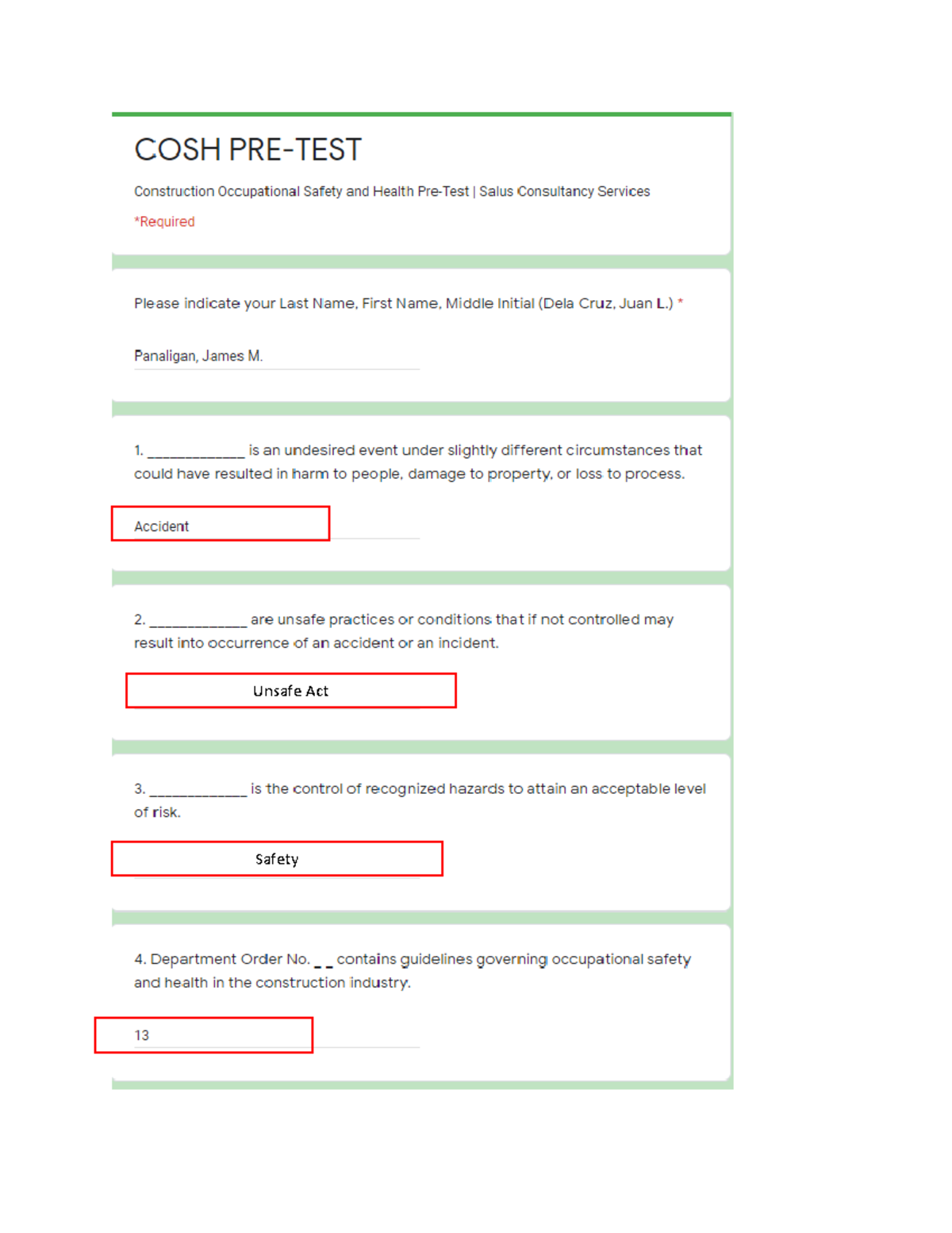COSH Pre-Test: Construction Safety & Health Fundamentals - Studocu