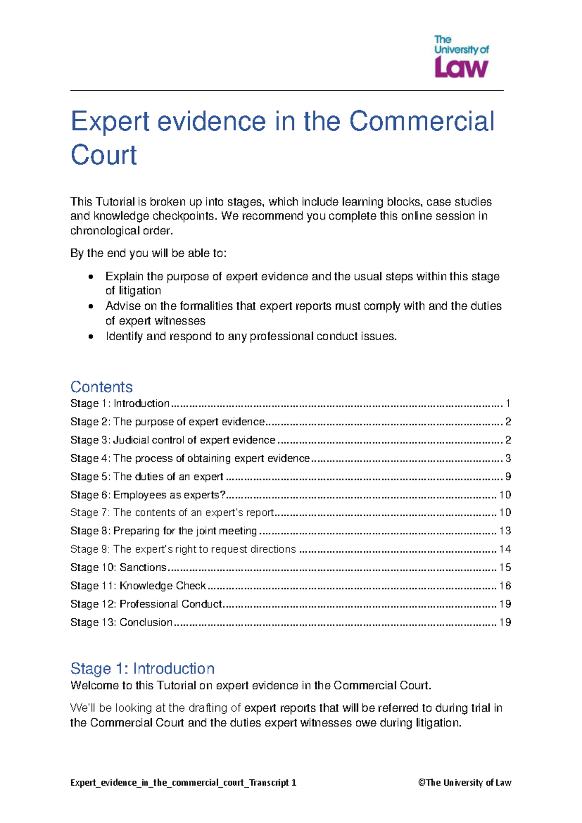 Expert Evidence in the Commercial Court: Key Duties & Procedures - Studocu