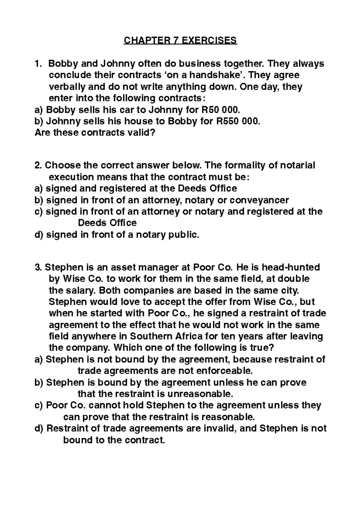 Chapter 7-8 Law Exercise Solutions (Legal Studies) - Studocu
