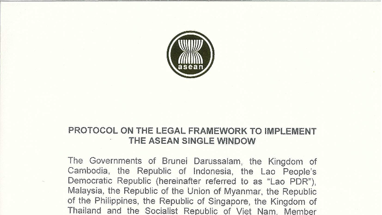 ASEAN Protocol on Legal Framework for Implementing ASW (2015) - Studocu