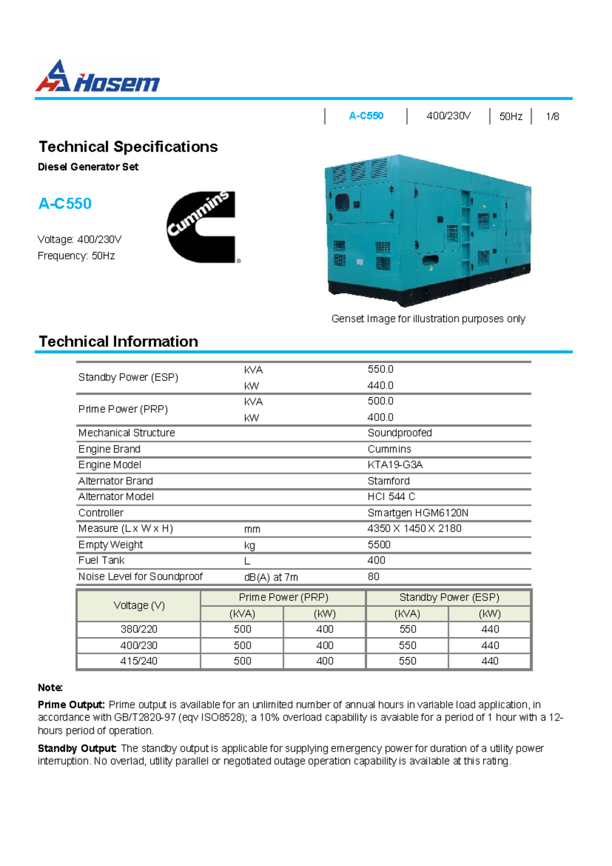 Specification of 500kVA Cummins Diesel Generator Set 50Hz 45 - Studocu