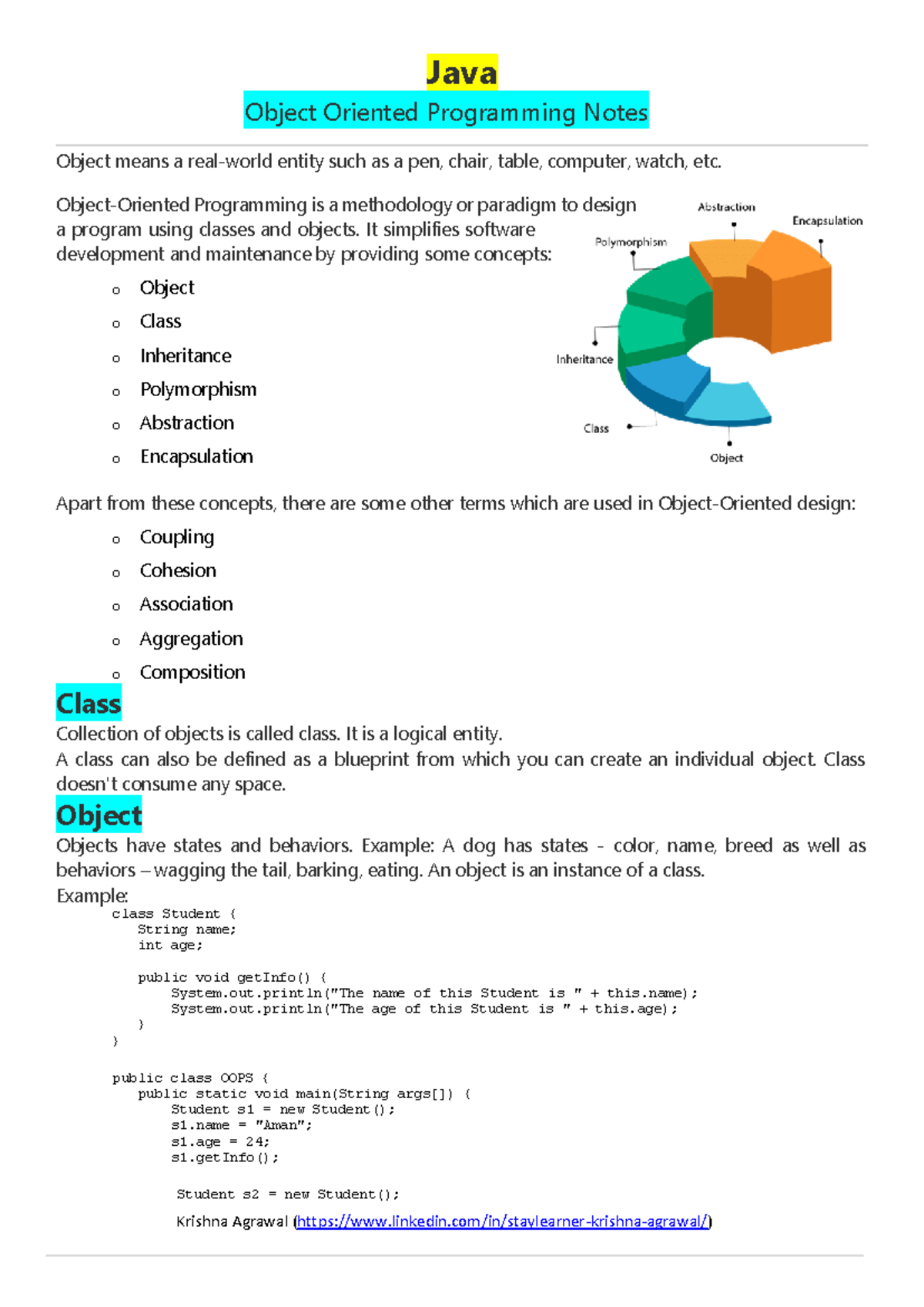 Core Java - Object Oriented Programming (OOP) Concepts and Notes - Studocu